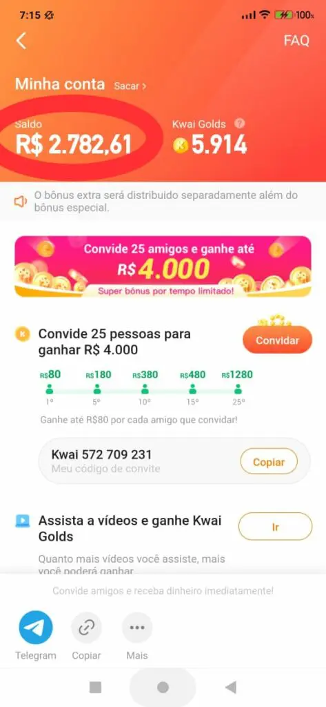 kwai pagando 15 reais pra cada um que baixar ele por meu link ou use meu  código Kwai260614479.